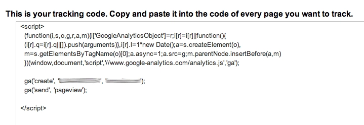 Código de acompanhamento do Google Analytics