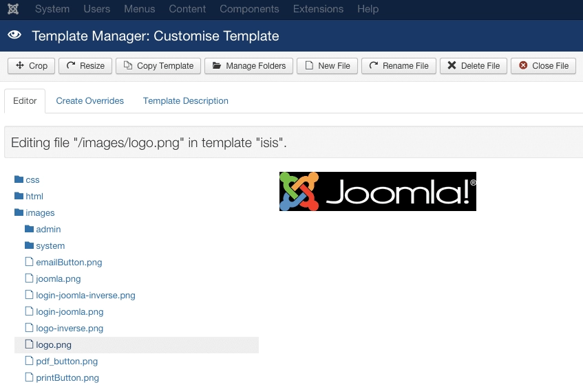Skift Joomla-logo i Joomla Administration