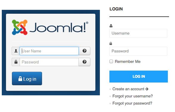 Joomla påloggings-URL
