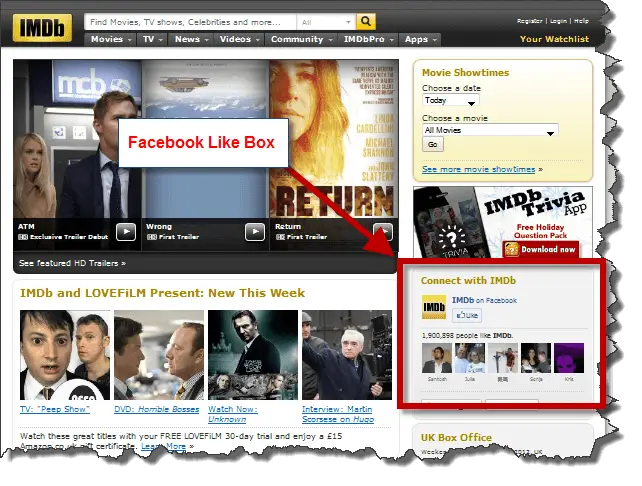 IMDB Facebook Like Box