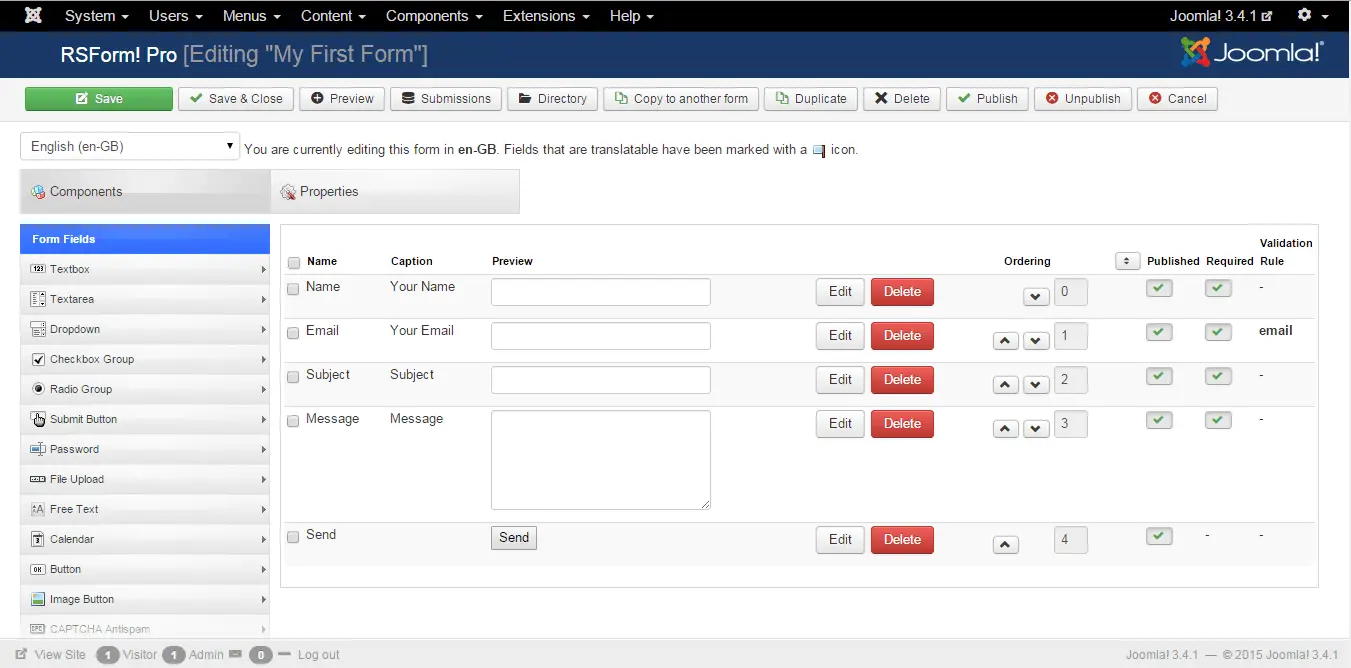 Configure the fields in your Joomla form