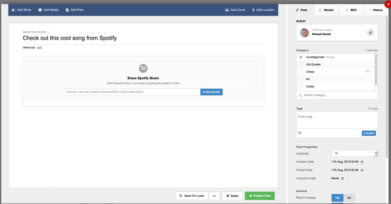 Easyblog condivide la musica di Spotify