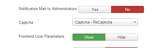 Ota ReCaptcha Joomla -laajennus käyttöön User Manager -asetuksissa