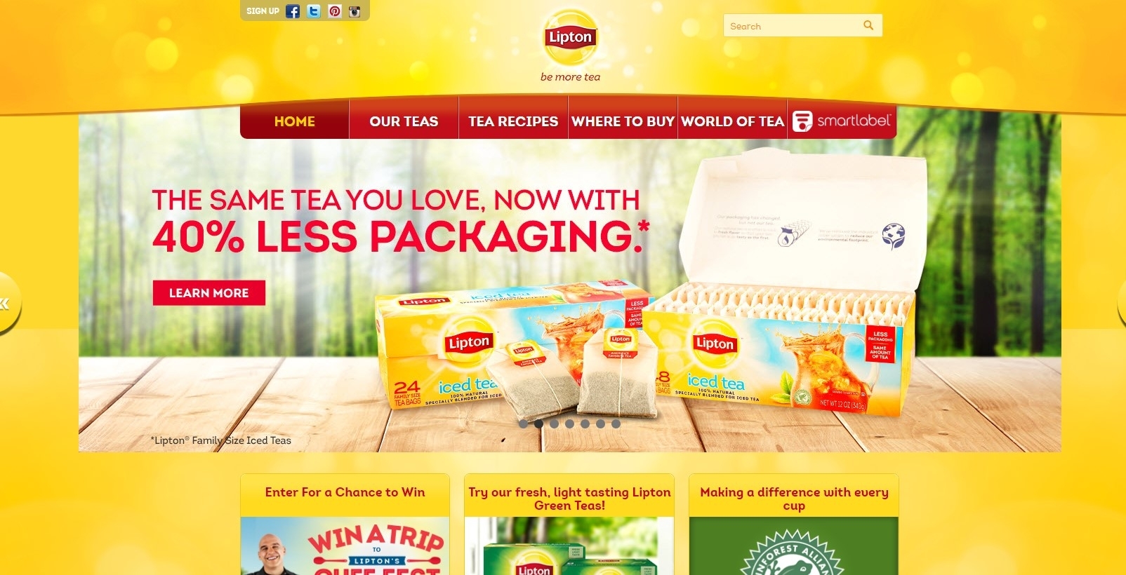 Lipton Tea - psicologia del colore per i siti di e-commerce
