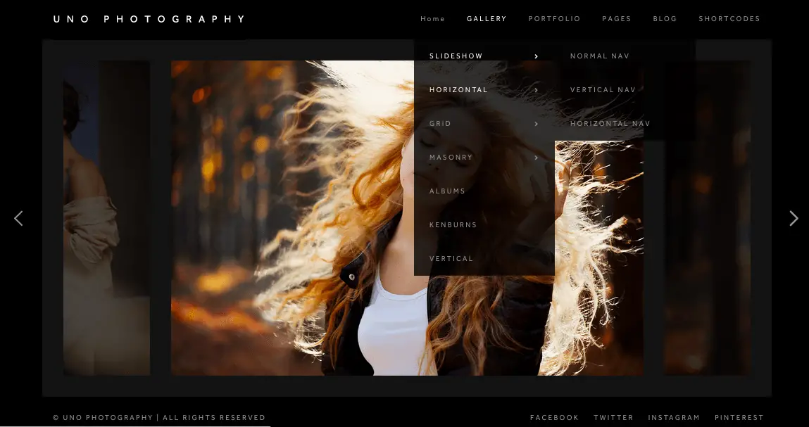 UNO - photography dark web design Wordpress theme