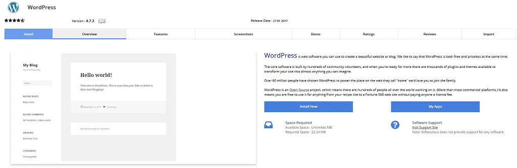 wordpress 1 click installer