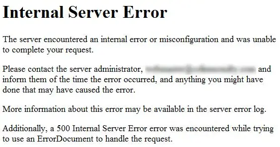 errore interno del server wordpress 500