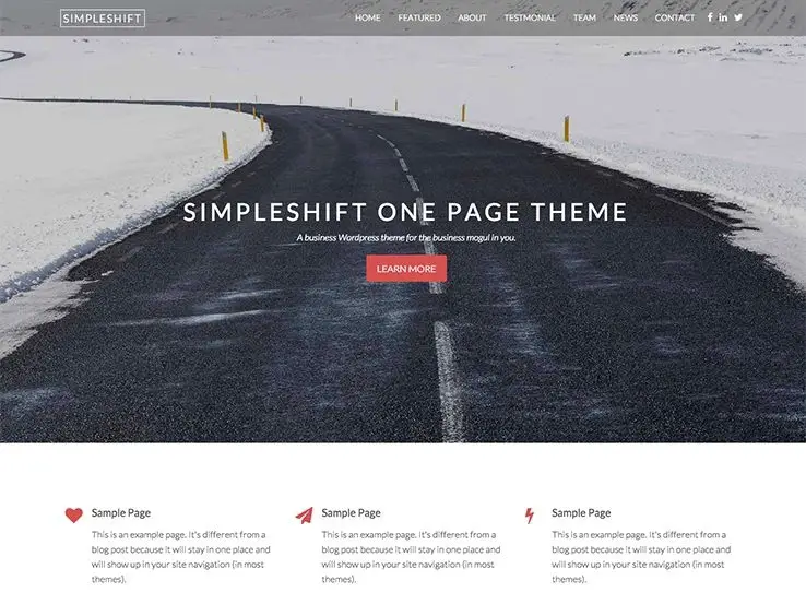simpleshift - tema wordpress de negócios de uma página