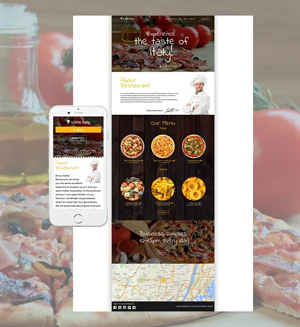 WordPress-mal for italiensk restaurant