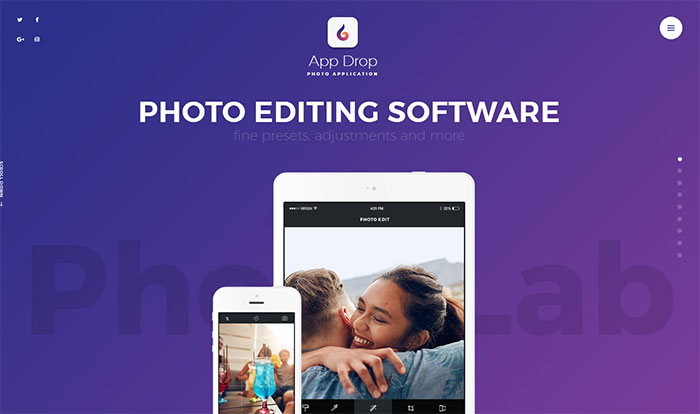 App Drop - Tema WordPress do aplicativo de edição de fotos