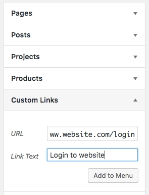 WordPress Login custom link in menu