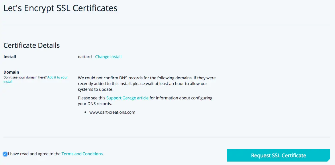 Requesting a free Lets Encrypt certificate