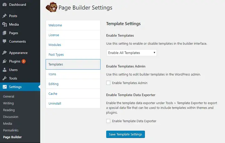 beaver builder settings options