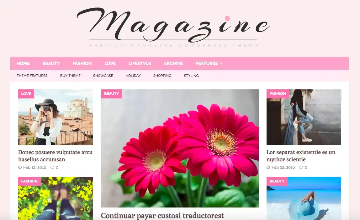 Feminine Magazine WordPress -teema