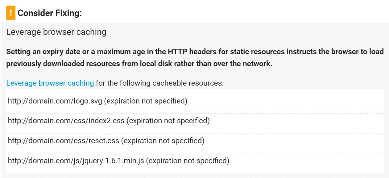 Viðvörun á Google Pagespeed Insights