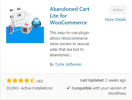 Forladt vogn til WooCommerce Lite