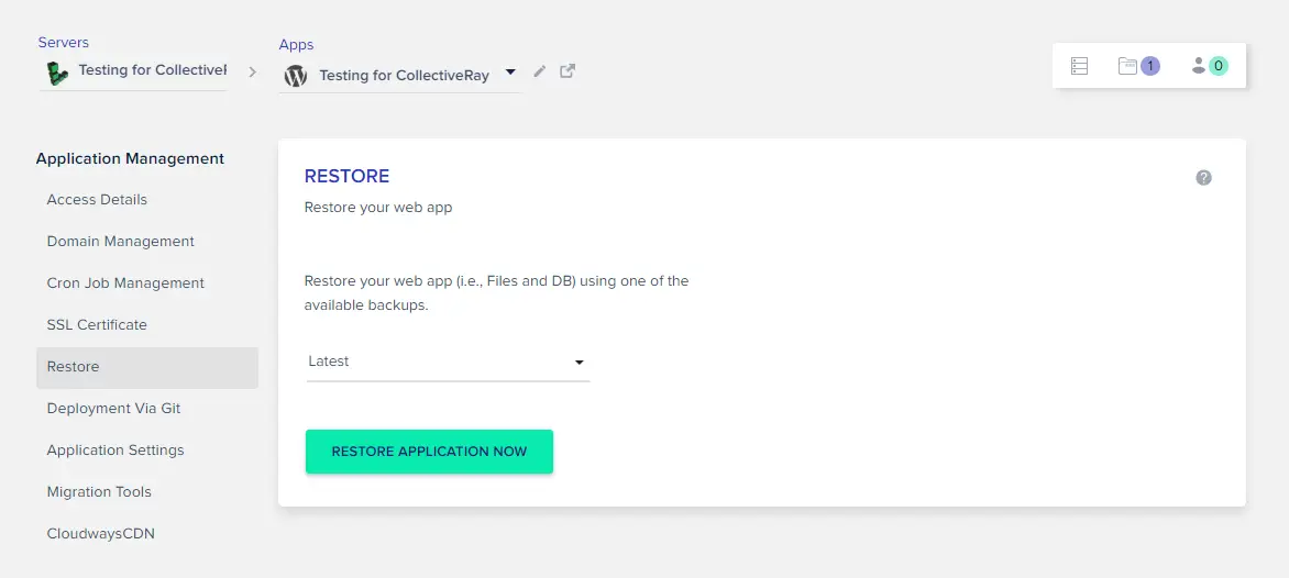 Restore web app