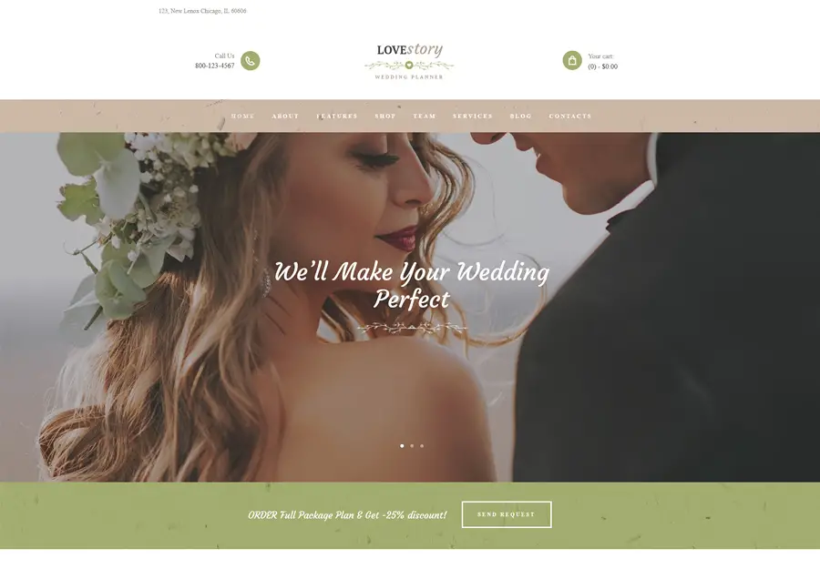 Love Story Wedding and Event Planner Site Template