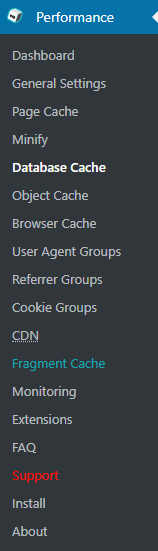 Options de cache total w3