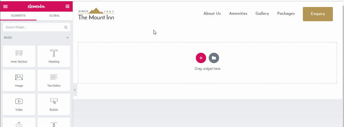 elementor sections columns widgets