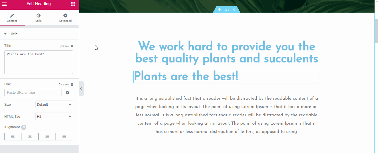 text edit elementor sidebar