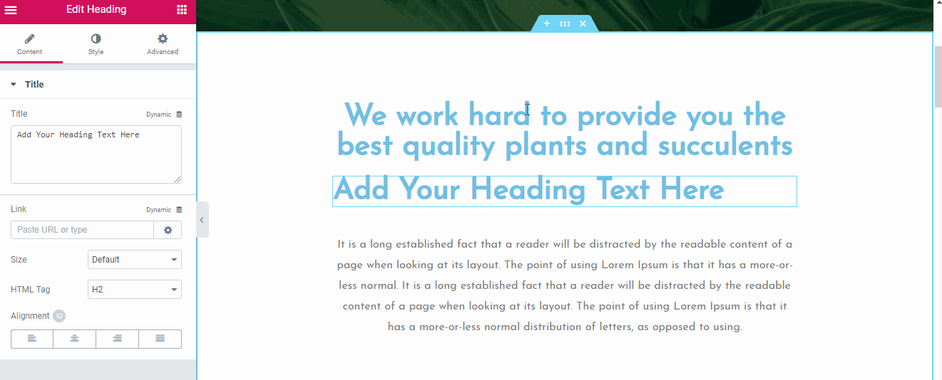 text edit elementor