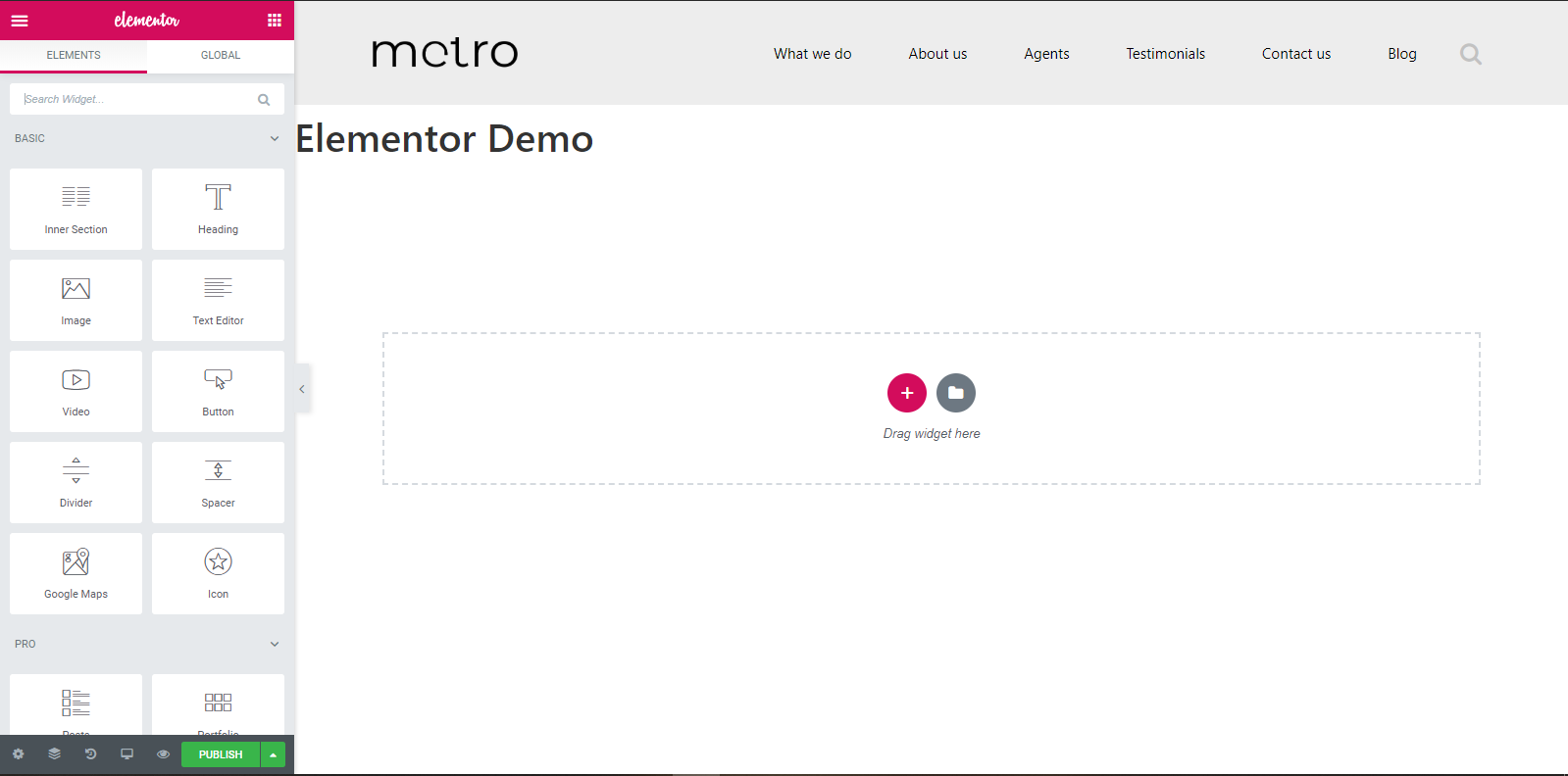 interface utilisateur élémentor