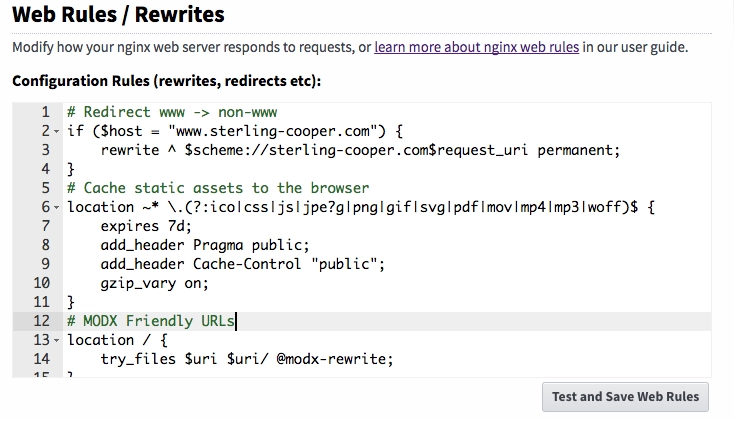 nginx vefreglur