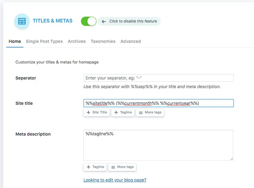 Titres et Metas