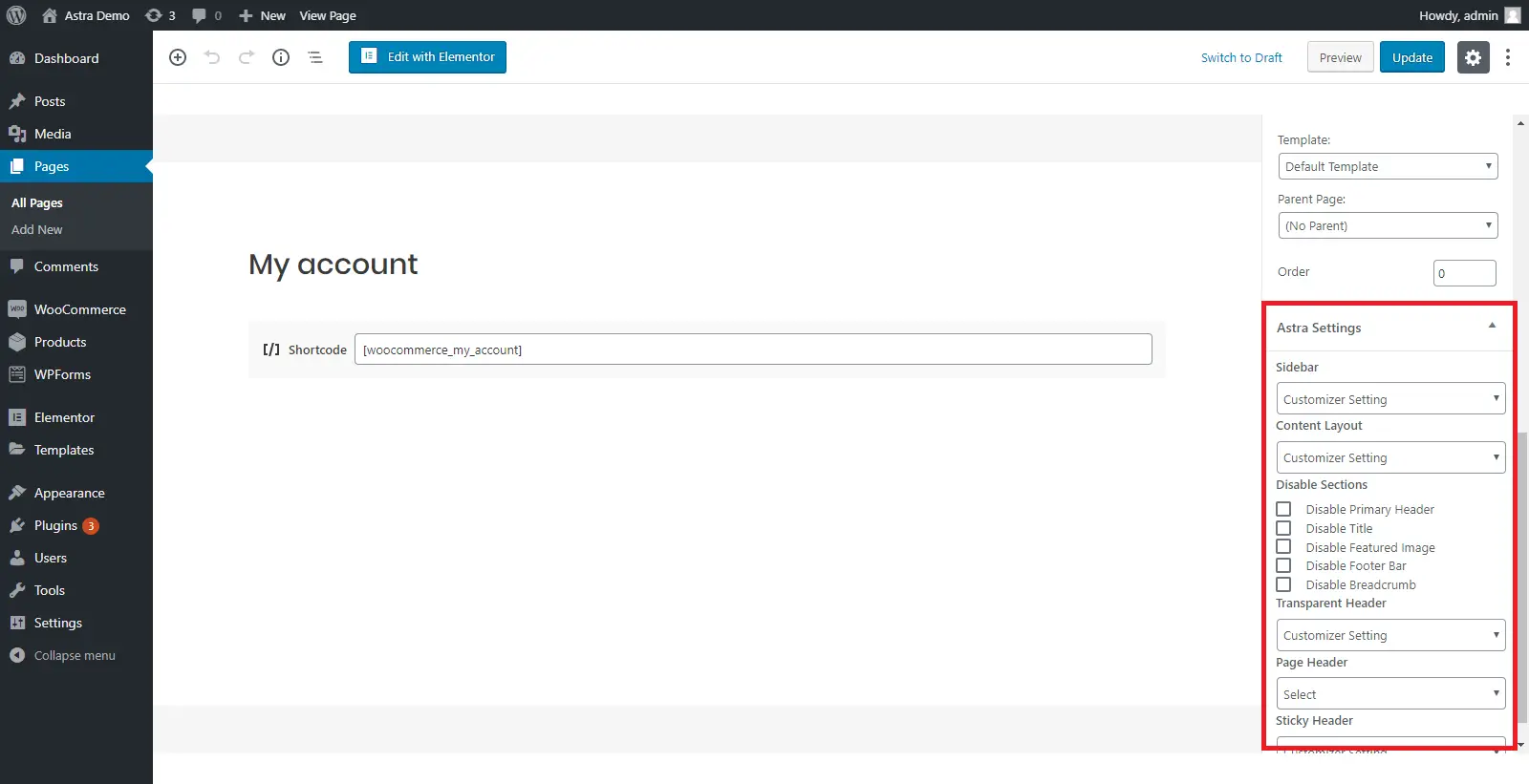 méta de la page woocommerce
