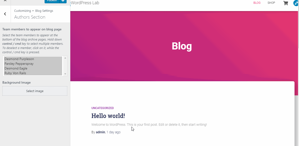 section auteurs de blog