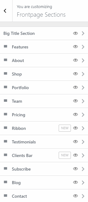 sections de la première page
