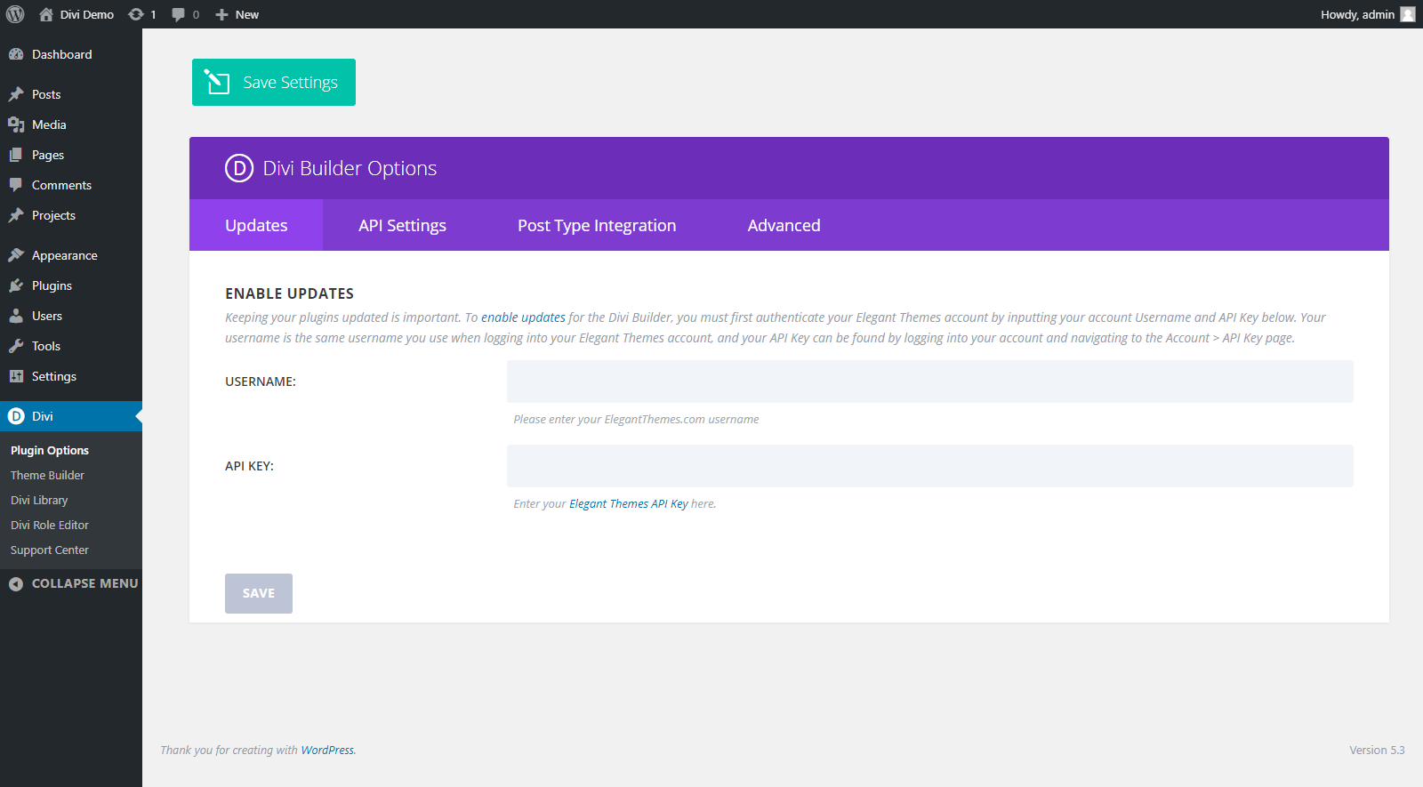divi builder stillingarmöguleikar