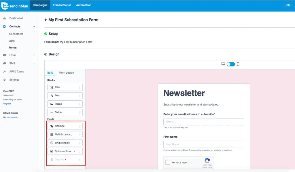Create sign up Form