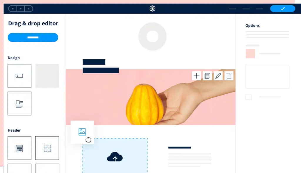 Email Marketing in sendinblue - creating an email using drag and drop builder