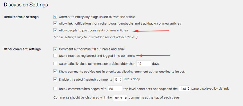 discussion settings