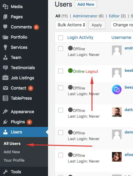 wp forza il logout per vedere se gli utenti hanno effettuato l'accesso