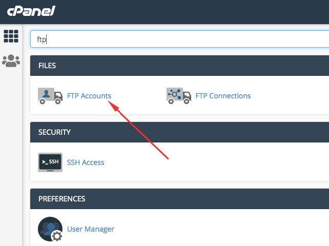 cpanel ftp accounts