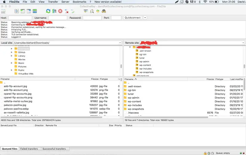 ftp connection to wordpress
