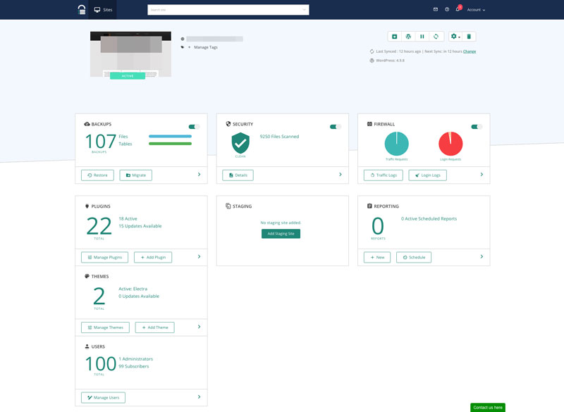 veiligheidsdashboard voor malcare-sites