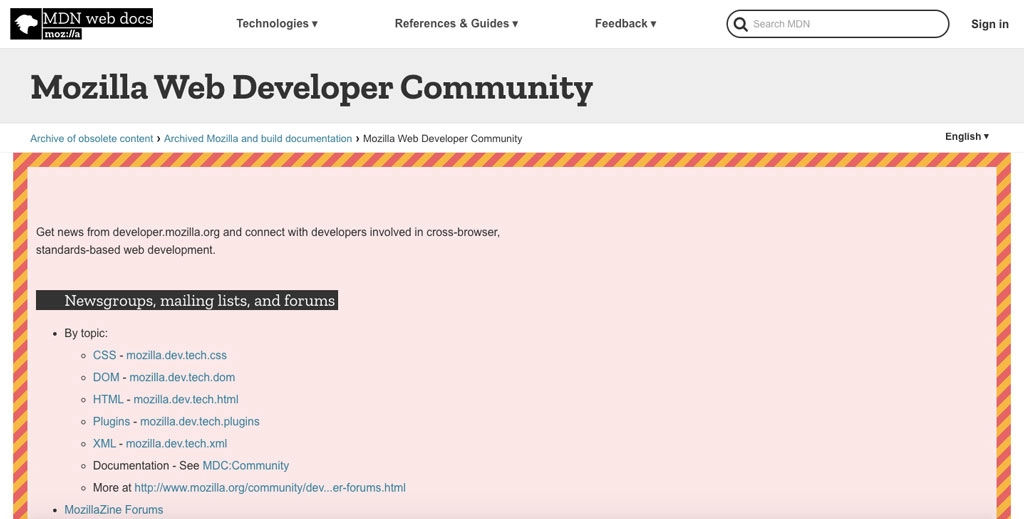 mozilla vefhönnuður samfélag
