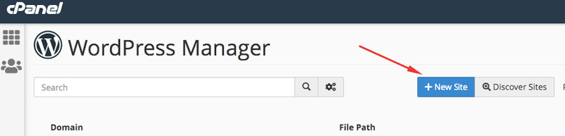 Uusi sivusto WordPress Managerissa