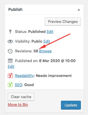 révisions de publication wordpress
