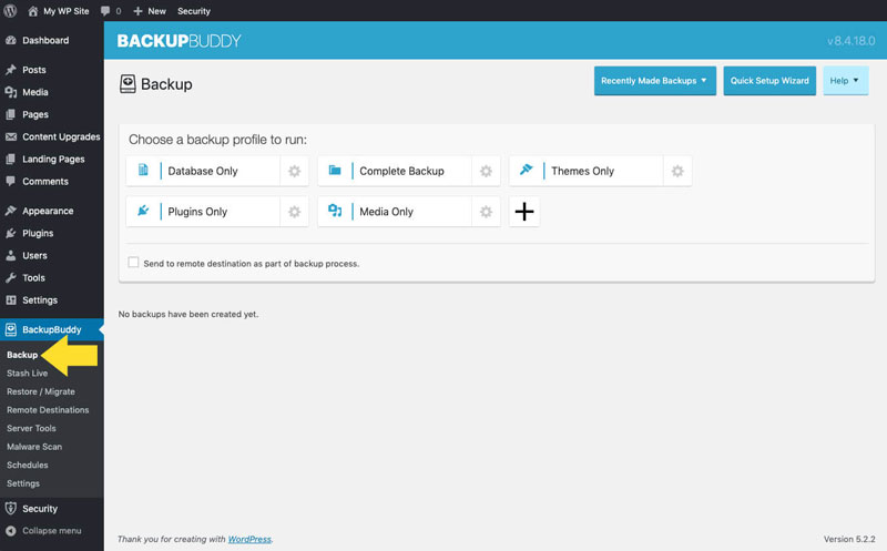 Backupbuddy backup-side