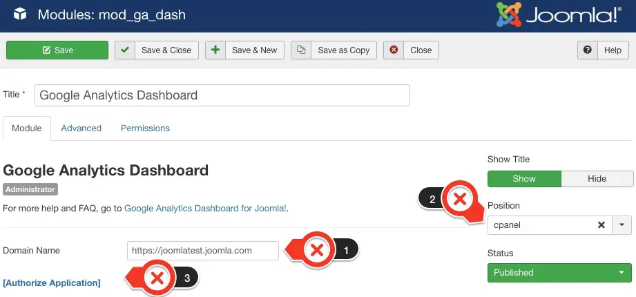 Module Google Analytics Dashboard