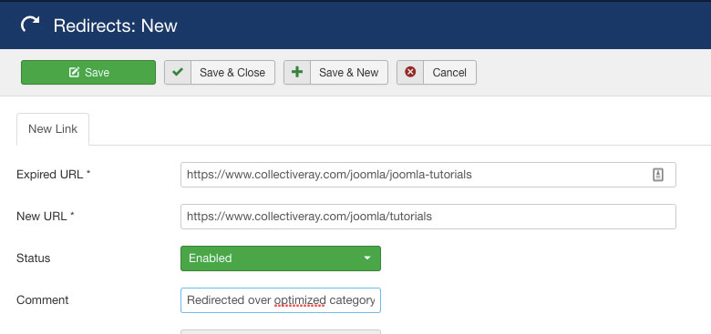 exemple de redirection joomla