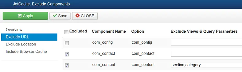 jotcache exclude url
