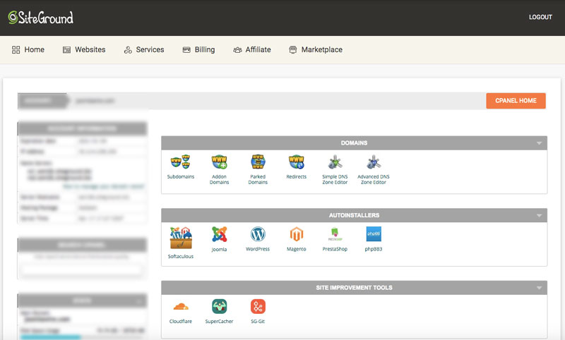 siteground cPanel