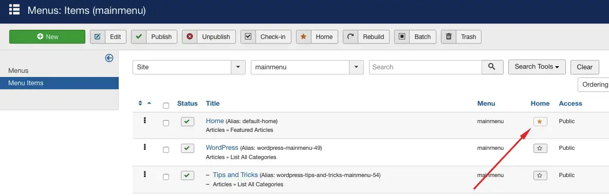 Stern für Joomla Homepage