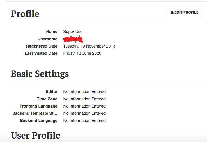 user profile